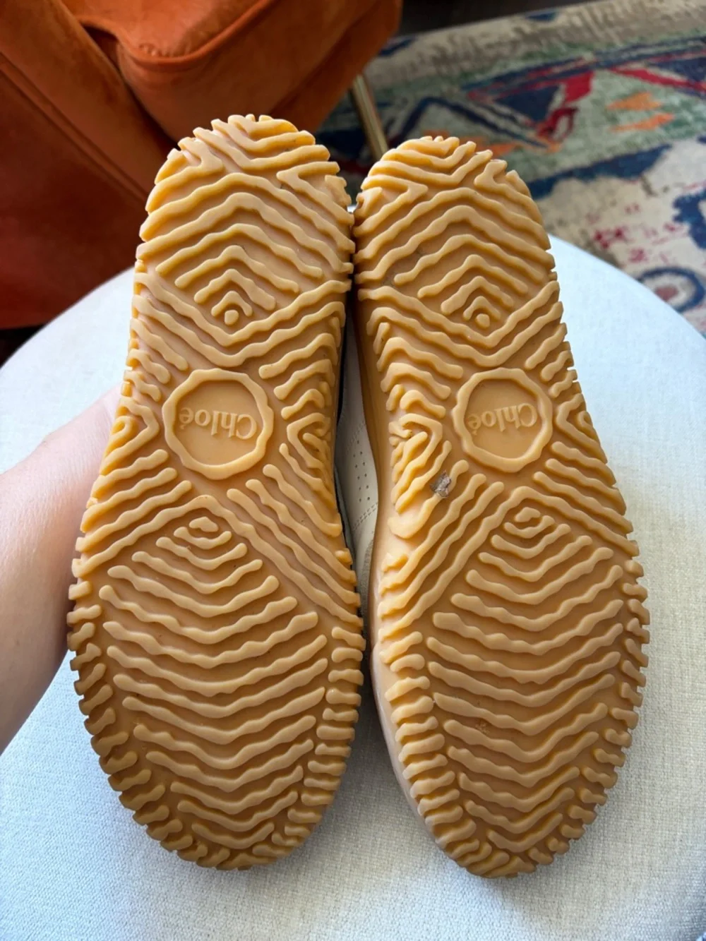 Chloé White & Tan Platform Sneakers - Picture 5 of 6